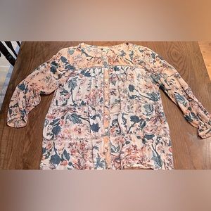 Lucky Brand Floral Blouse, Large. 3/4 Sleeves, great condition!